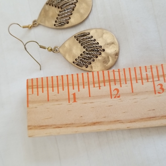 Gold Teardrop Decorative Earrings - Picture 3 of 4